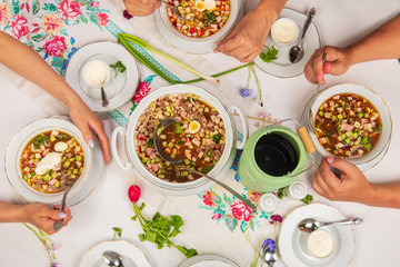 okroshka with kvass for a large family
