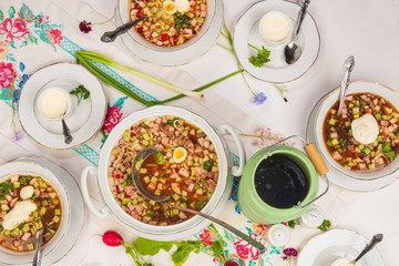okroshka with kvass for a large family