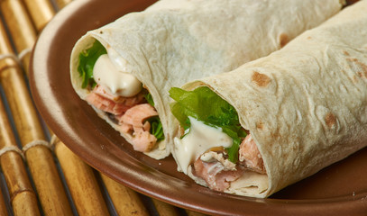 Salmon and Kale Caesar Wraps