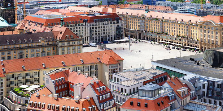 Altmarkt square, Dresden, Germany, panoramic top view