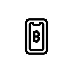 Bitcoin, Cryptocurrency, Phone Icon. Business Icon Set Vector Logo Symbol.