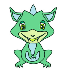cute little dragon, doodle illustration