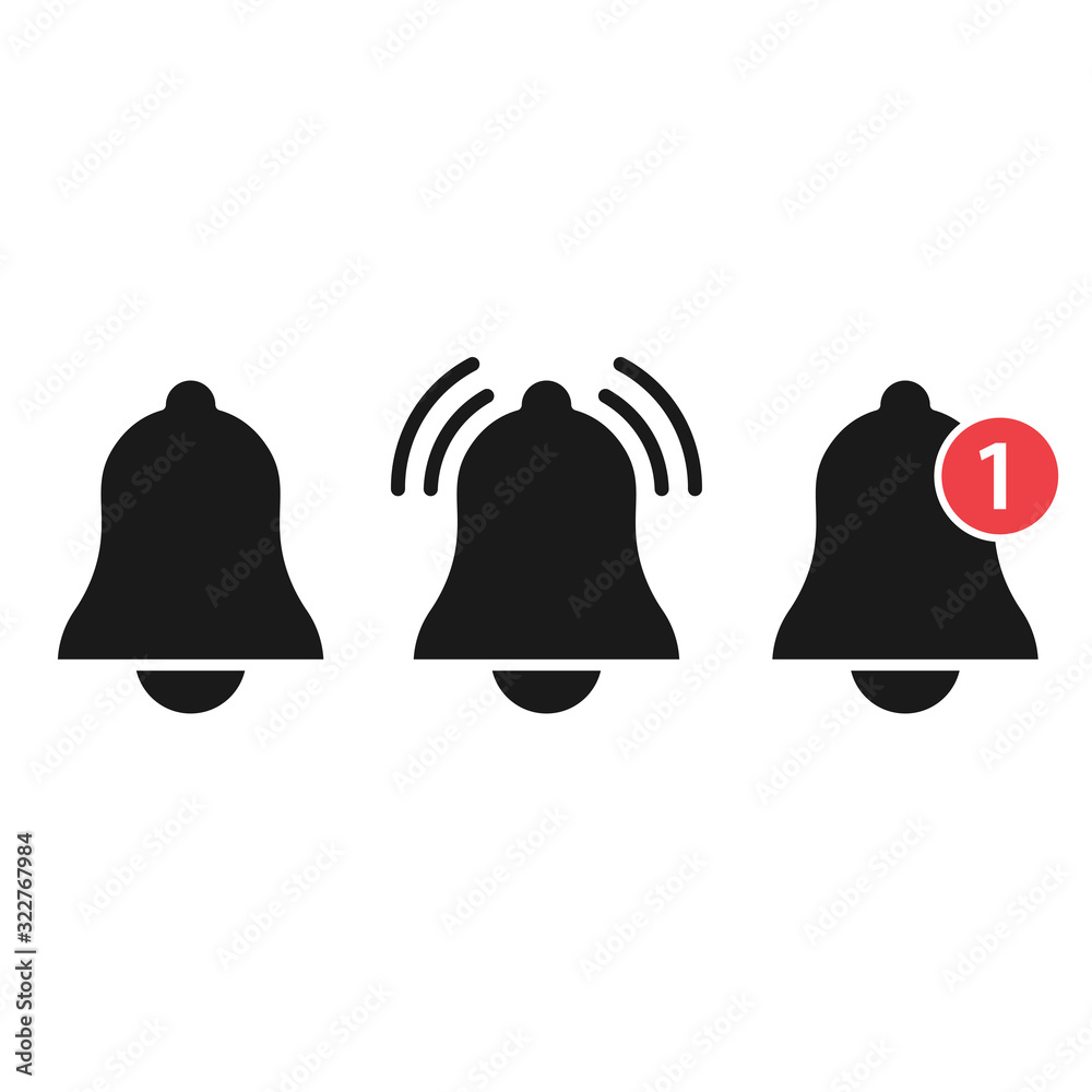 Poster Message notification bell vector icon for incoming inbox.