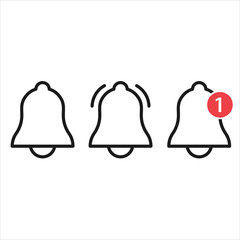 Message notification bell vector line icon for incoming inbox.