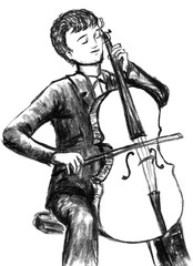 Kohlezeichnung Cellist
