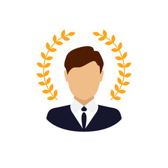 Best award wreath for businessman. Cartoon. Vector