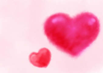 Red hearts on pink background illustration for decoration on Valentine's day and wedding event.