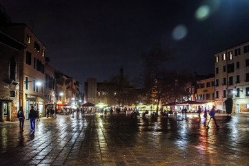Night and colors of the big chanel of Venice, Italy, Europe.