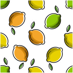 Lemon fruit flat with leaves vector background seamless pattern. Scalable and editable. Vector pattern for textile, print, fabric, backdrop, wallpaper, background.