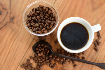 Spoon coffee beans ready for preparation