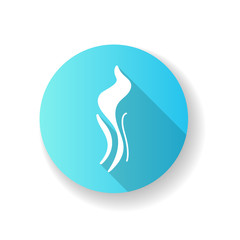Wind swirl blue flat design long shadow glyph icon. Cold fresh air. Whirlwind. Aromatic fragrance. Smoke puff, steam, breeze. Blowing wind spirals. Silhouette RGB color illustration