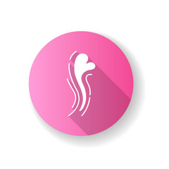 Obraz premium Odor pink flat design long shadow glyph icon. Good smell. Aroma swirl with heart shape evaporation. Perfume scent. Aromatic fragrance flow. Fluid puff, evaporation. Silhouette RGB color illustration