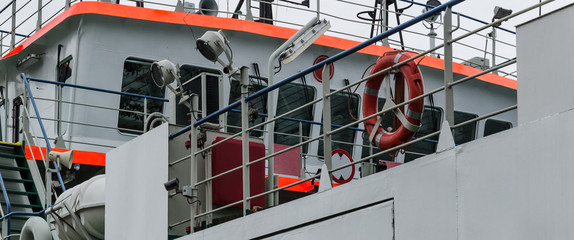 SHIP - Captain bridge, navigation and rescue equipment on deck