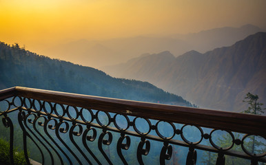 Beautiful mountain view from resort balcony, naldehra, Shimla,Himachal pradesh, India