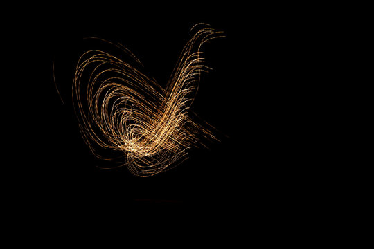 3D illustration or 3D rendering. Abstract lights on black background. Long exposure photography. International Day of Light