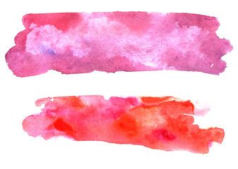 Set of pink, red and orannge watercolor abstract brush stroke backgrounds