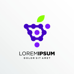 Initial Letter D with Grapes fruit