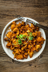 Cauliflower rosettes in a herbal marinade.