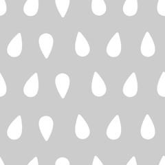 White droplets on grey background seamless pattern. Water or rain illustration. Trendy seamless pattern with graphic abstract geometric shapes. Geometric wallpaper for cover design.