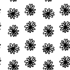 Seamless pattern with hand drawn flowers on white background. Hand painted dark flower blossom. Design for wallpaper , wrapping, cards. illustration. black and white.