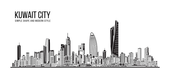 Fototapeta na wymiar Cityscape Building Abstract Simple shape and modern style art Vector design - Kuwait city