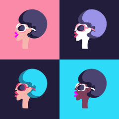 Girl with retro hairstyle in an Afro style. Vector illustration.