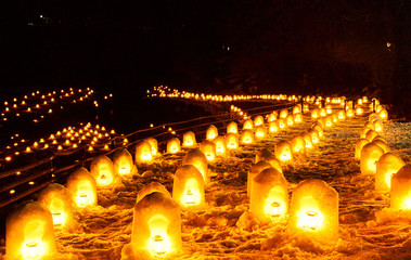 Obraz premium snow lantern in japan