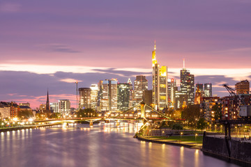 Frankfurt skyline sunset 