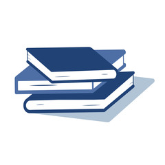 A stack of three books with shadow isolated on white background. Isometric vector illustration.