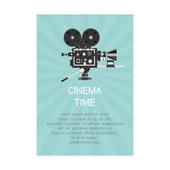 Cinema time. Cartoon poster vector mockup.