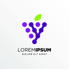 Initial Letter Y with Grapes fruit