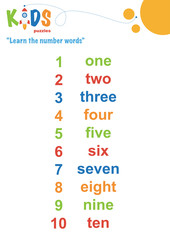 Learning numbers worksheet. Math worksheet. Easy colorful worksheet for preschool, elementary and middle school kids.