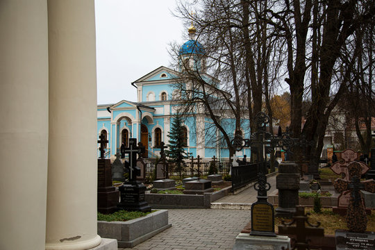Monastic cemetery in the Orthodox monastery Optina Pustyn, Kozelsk, Russia.