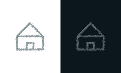 Minimalist line art scribble house icon. Trendy Flat Hand drawn style vector illustration for graphic and web design.