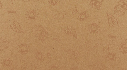 Kraft paper background. Vector background with doodle drawings