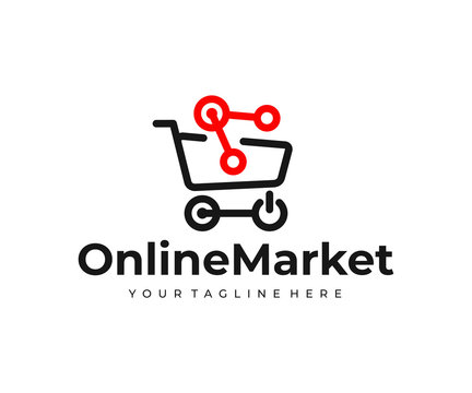 Online marketplace logo design. Online shopping vector design. Electronic commerce logotype