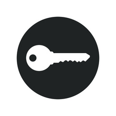 Key graphic icon. Key from the lock sign in the circle isolated on white background. Vector illustration