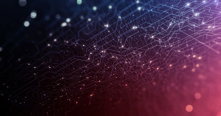 Motherboard Circuit Background. Virus detected over circuit board. Worm, cyber attack, antivirus, firewall alert and danger warning concept. Futuristic PCB. 3D render 