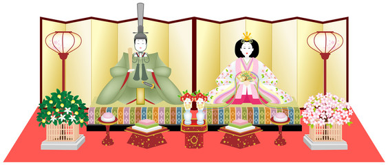 雛人形　雛祭り　白背景