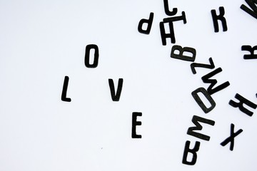 Black letters isolated on a white background