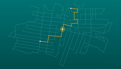 Route dashboard. City street map navigation, town running routes and gps tracking maps app. Navigate device or route navigator tracker mobile interface.