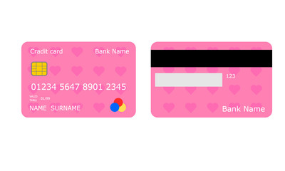 vector pink credit card with heart