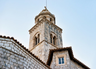 Church belfry in Old city with in Dubrovnik