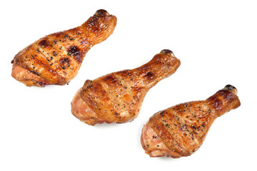 Grill roast bbq chicken leg isolated on white background