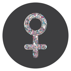 Female gender symbol vector illustration. Hand drawn girl love sign.