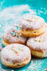 Carnival powdered sugar raised donuts - German Berliner donuts