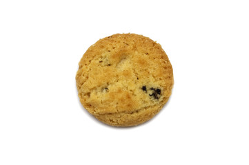 Raisin cookies biscuit flavor. Isolated on white background.