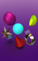 Gradiented decorative background with 3D balls and star.