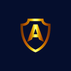 Letter a and shield logo design