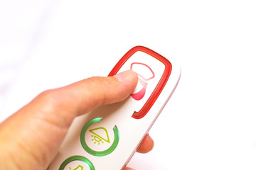 Nurse call button for emergency in the hospital for patients, white bakground